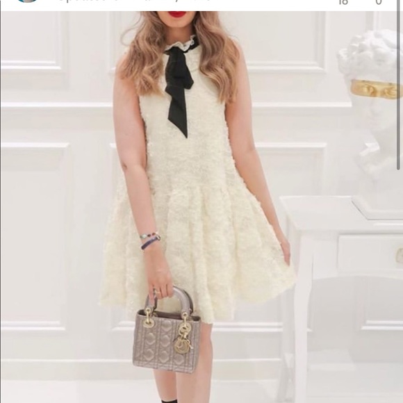 Zara sleeveless ruffled lace dress with dropped waist & contrasting necktie NWT - Picture 5 of 13